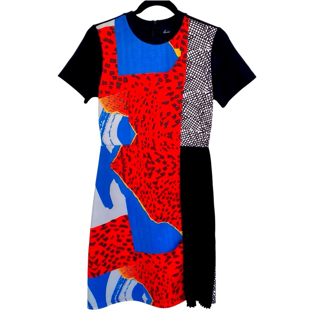 Kamiseta Colorblock Abstract Art Print Pleated Dress Women’s Small - Picture 3 of 7